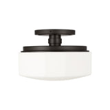 Lavinia Semi-Flush 11", Aged Iron and Opal Glass