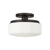 Lavinia Semi-Flush 11", Aged Iron and Opal Glass