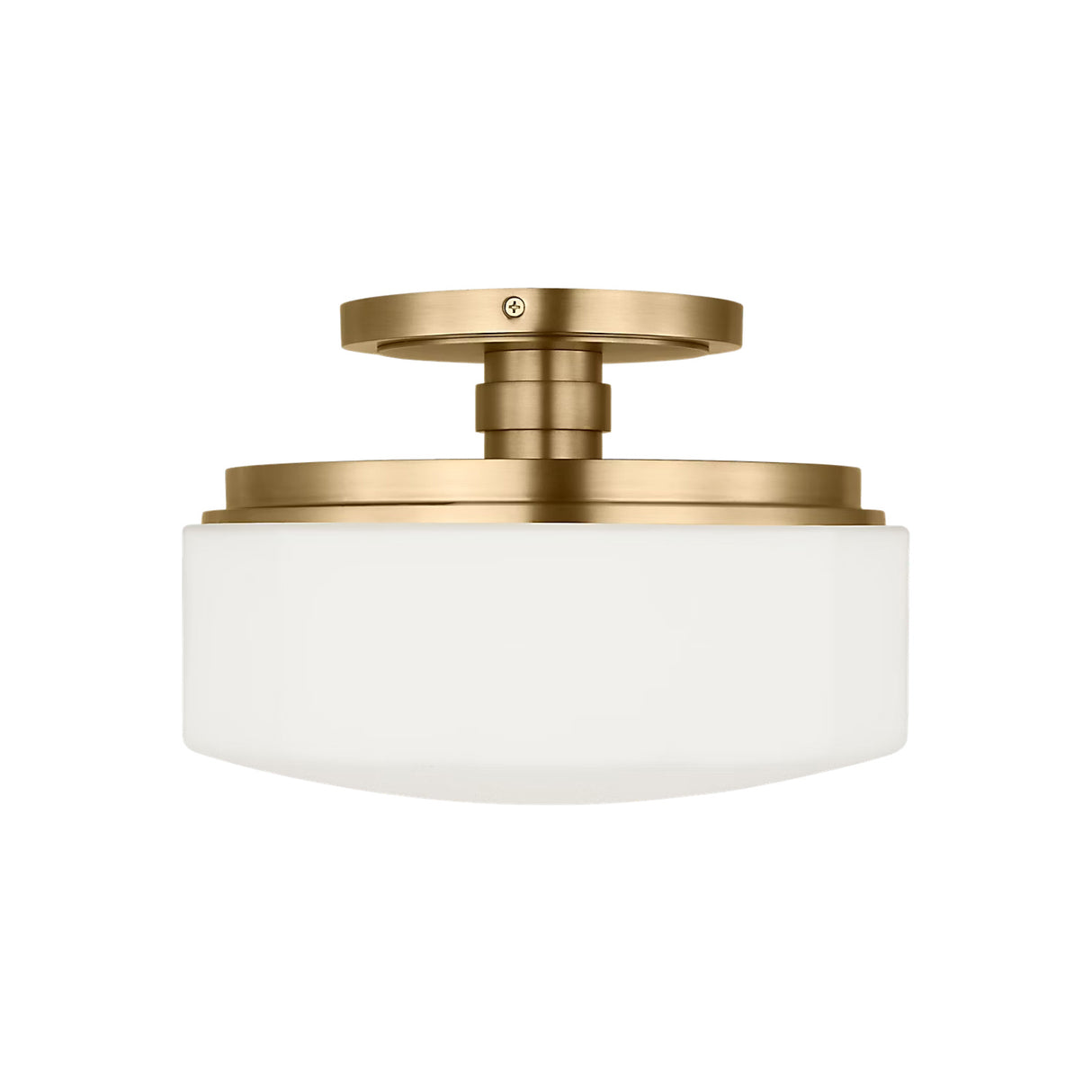 Lavinia Semi-Flush 11", Aged Brass and Opal Glass