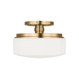 Lavinia Semi-Flush 11", Aged Brass and Opal Glass