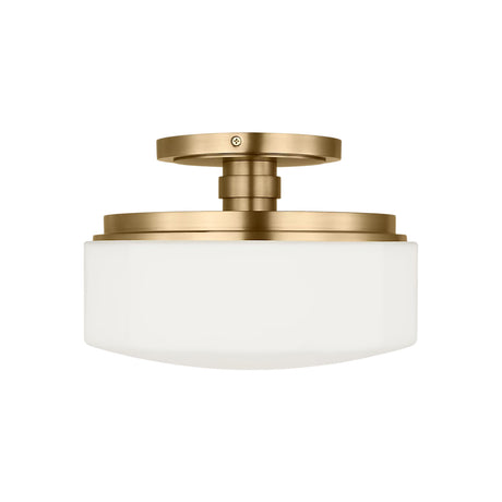 Lavinia Semi-Flush 11", Aged Brass and Opal Glass