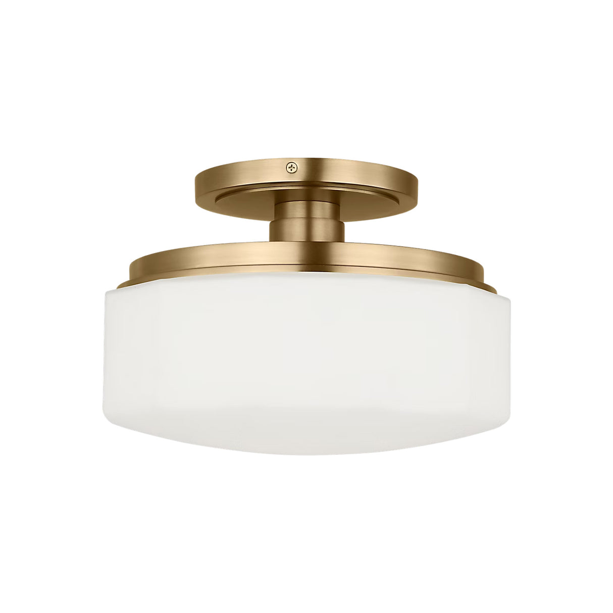 Lavinia Semi-Flush 11", Aged Brass and Opal Glass