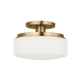 Lavinia Semi-Flush 11", Aged Brass and Opal Glass