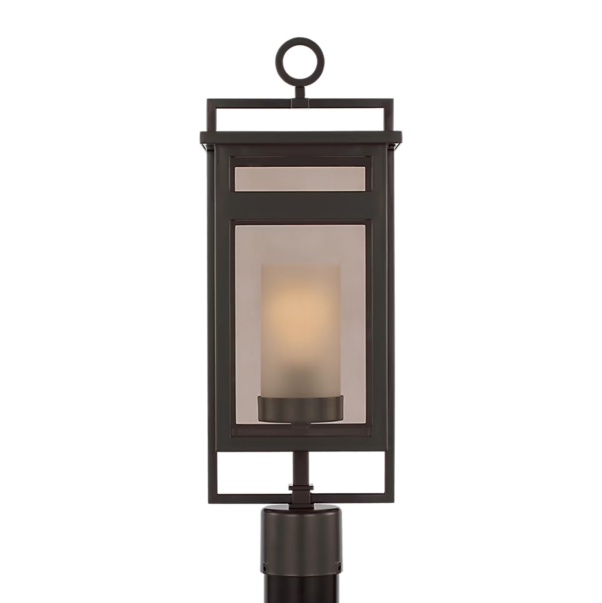 Lansing Outdoor Post Light 21", Dark Bronze and Brown Smoke Glass
