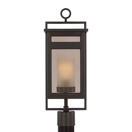 Lansing Outdoor Post Light 21", Dark Bronze and Brown Smoke Glass