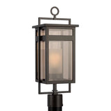 Lansing Outdoor Post Light 21", Dark Bronze and Brown Smoke Glass