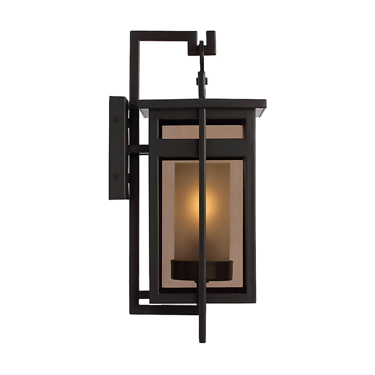 Lansing Outdoor Wall Light, Medium 19", Dark Bronze and Brown Smoke Glass