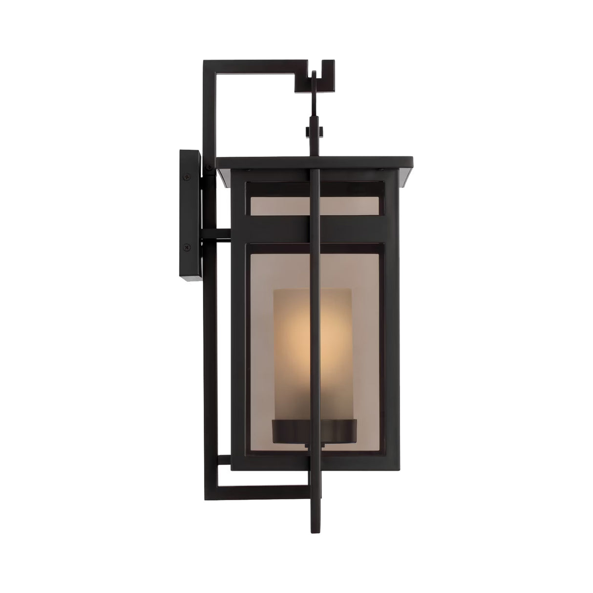Lansing Outdoor Wall Light, Small 15", Dark Bronze and Brown Smoke Glass