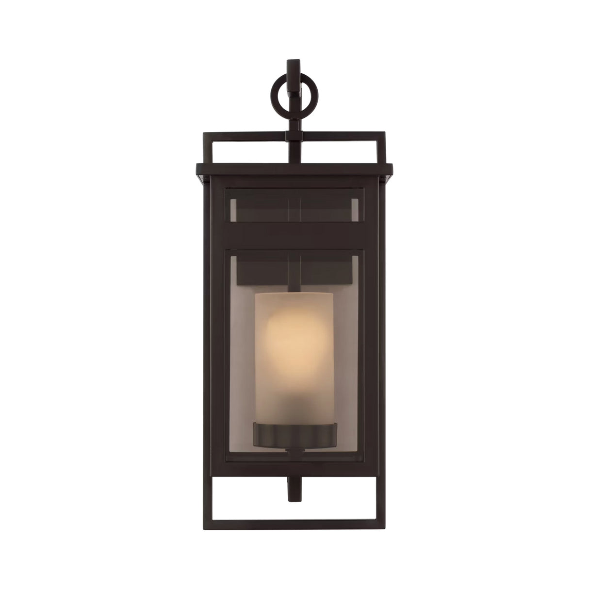 Lansing Outdoor Wall Light, Small 15", Dark Bronze and Brown Smoke Glass