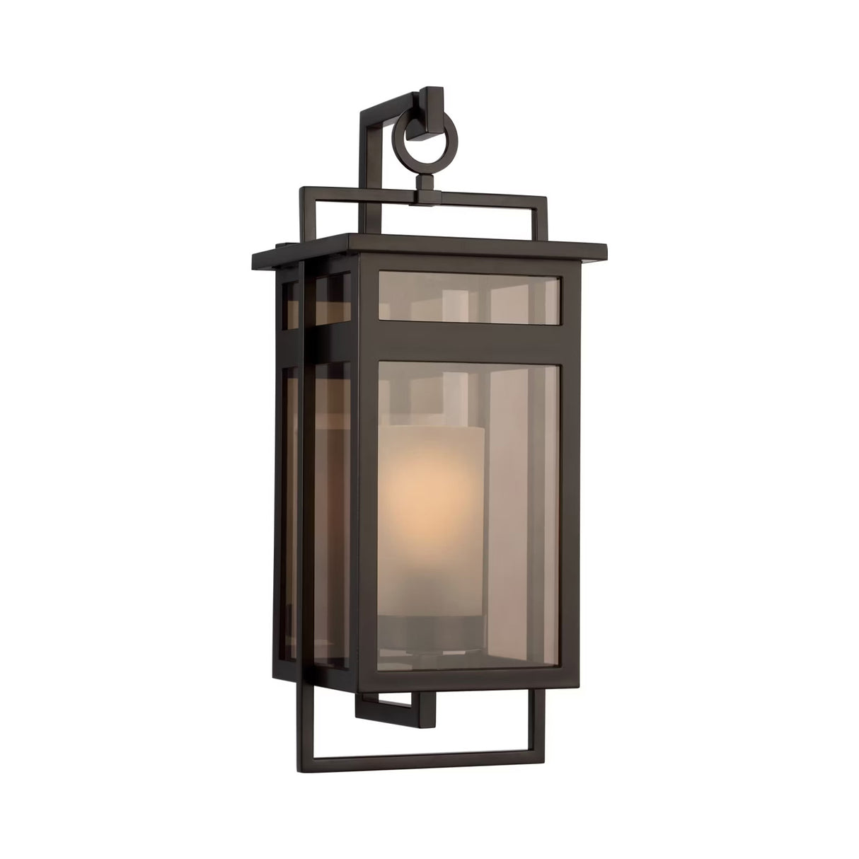 Lansing Outdoor Wall Light, Small 15", Dark Bronze and Brown Smoke Glass