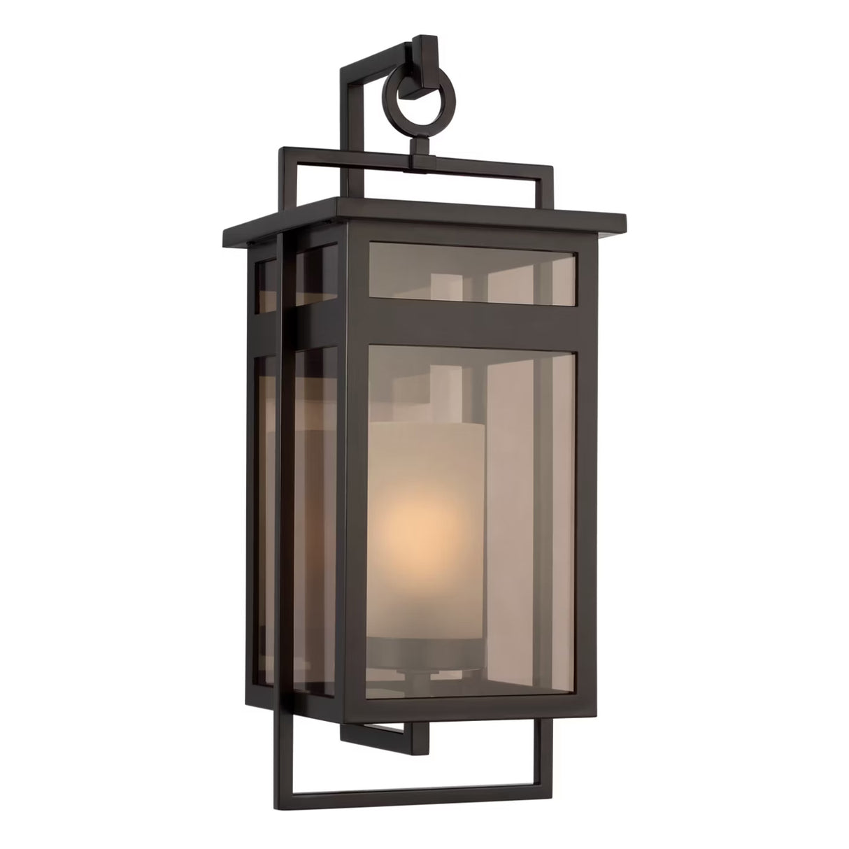 Lansing Outdoor Wall Light, Large 24", Dark Bronze and Brown Smoke Glass