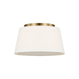 Barton Small Flush Mount 12", Aged Brass and White Linen