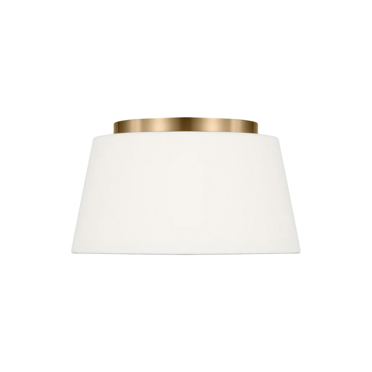 Barton Small Flush Mount 12", Aged Brass and White Linen