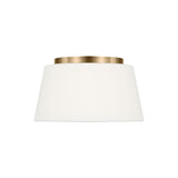 Barton Small Flush Mount 12", Aged Brass and White Linen
