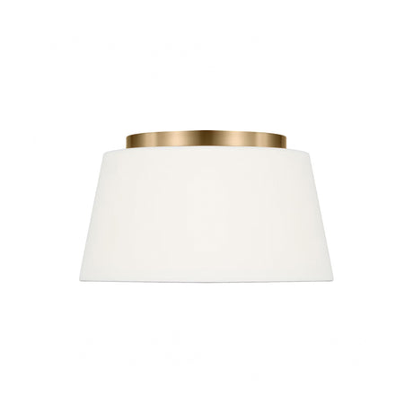 Barton Small Flush Mount 12", Aged Brass and White Linen
