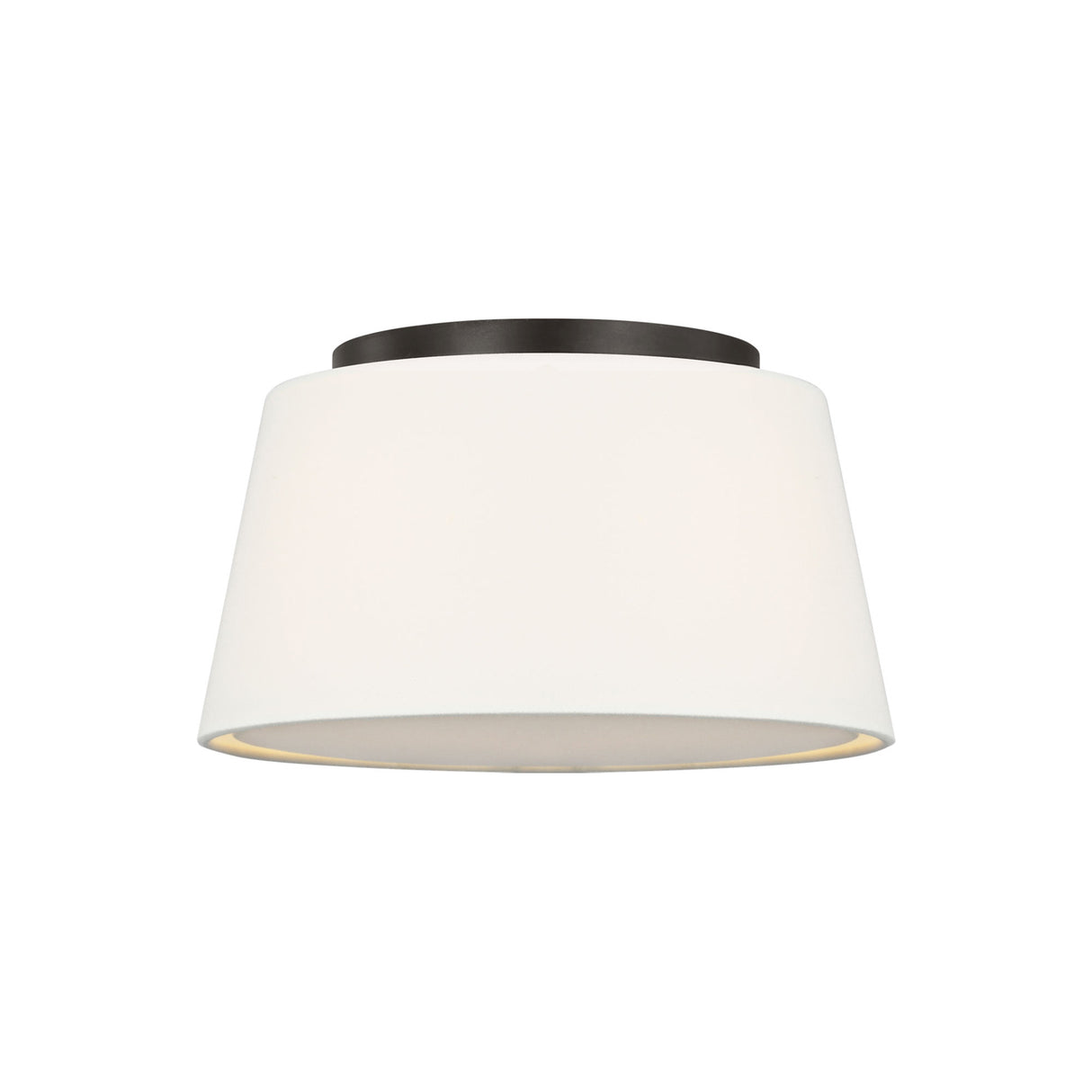 Barton Small Flush Mount 12", Aged Iron and White Linen