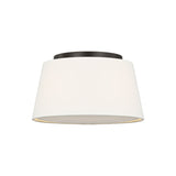 Barton Small Flush Mount 12", Aged Iron and White Linen