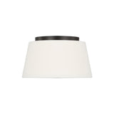 Barton Small Flush Mount 12", Aged Iron and White Linen