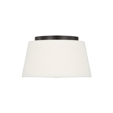 Barton Small Flush Mount 12", Aged Iron and White Linen