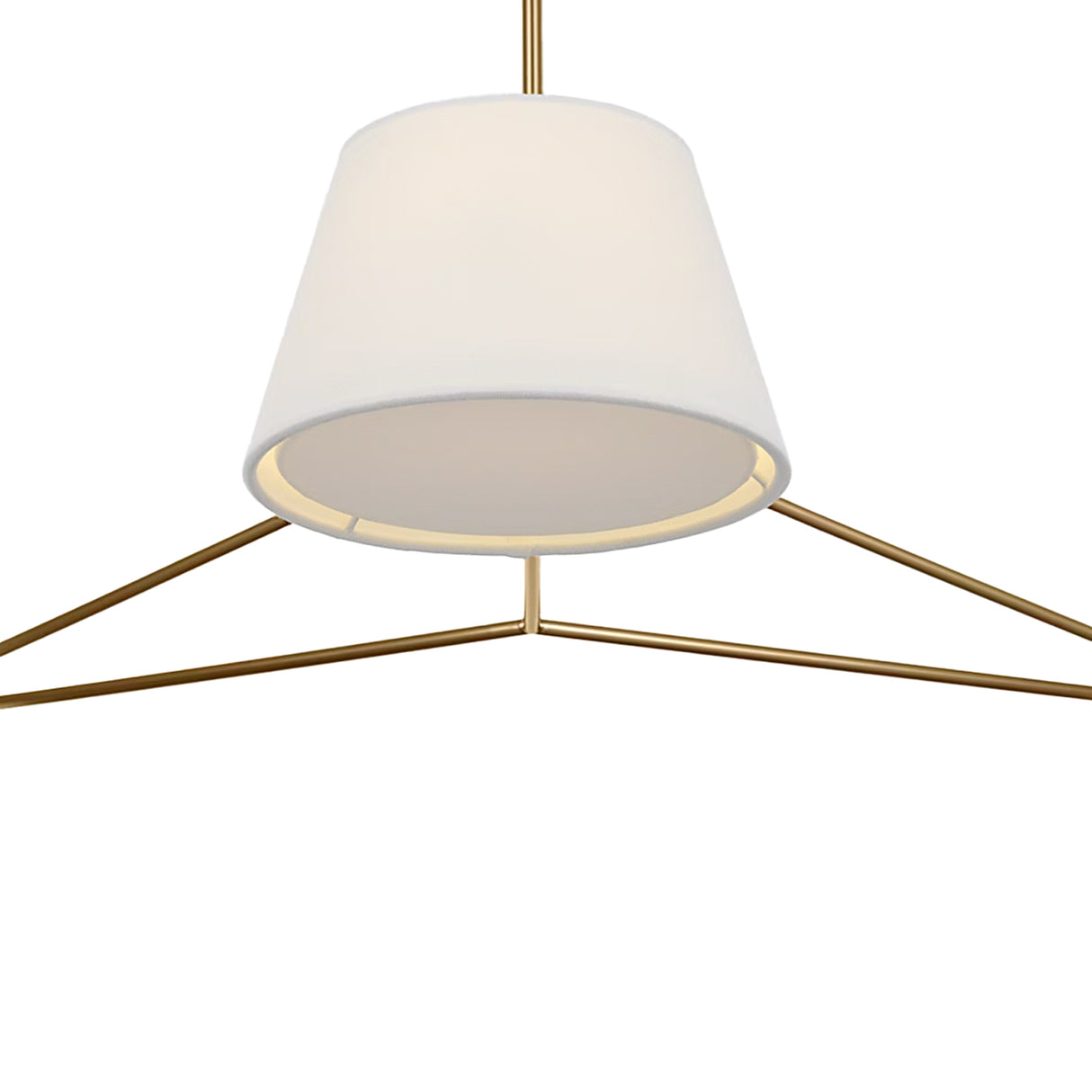 Barton 3 Light Chandelier 48", Aged Brass and White Linen