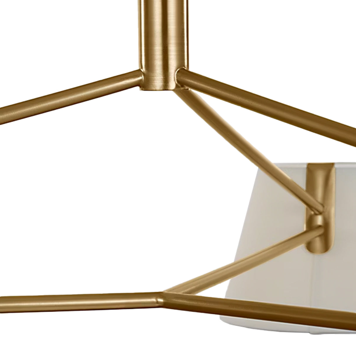 Barton 3 Light Chandelier 48", Aged Brass and White Linen