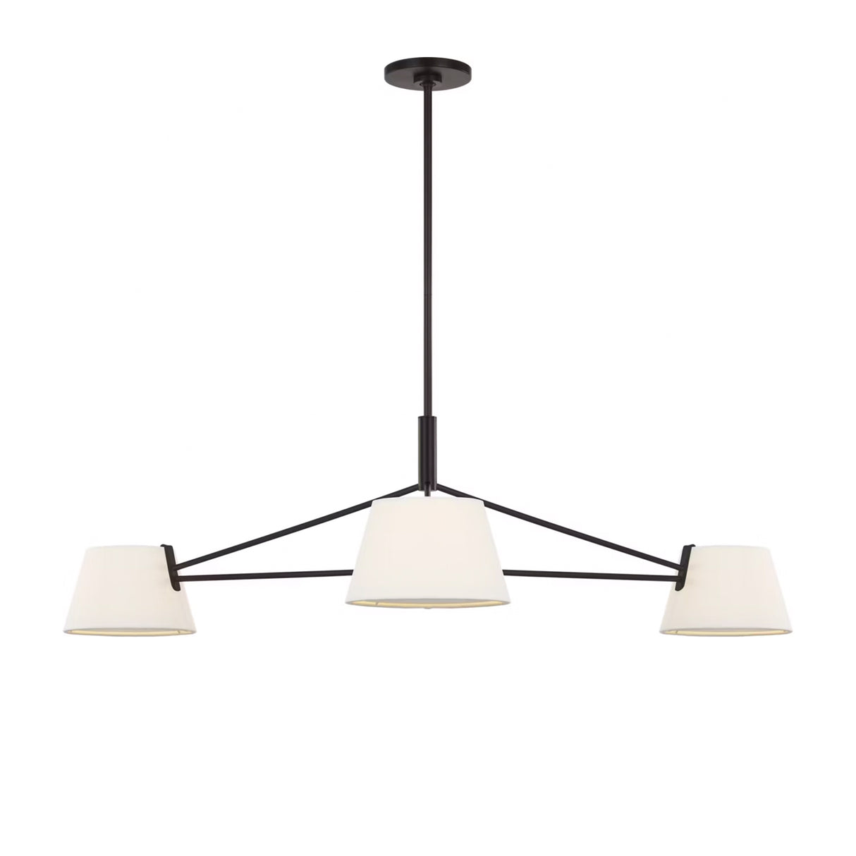 Barton 3 Light Chandelier 48", Aged Iron and White Linen