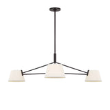 Barton 3 Light Chandelier 48", Aged Iron and White Linen