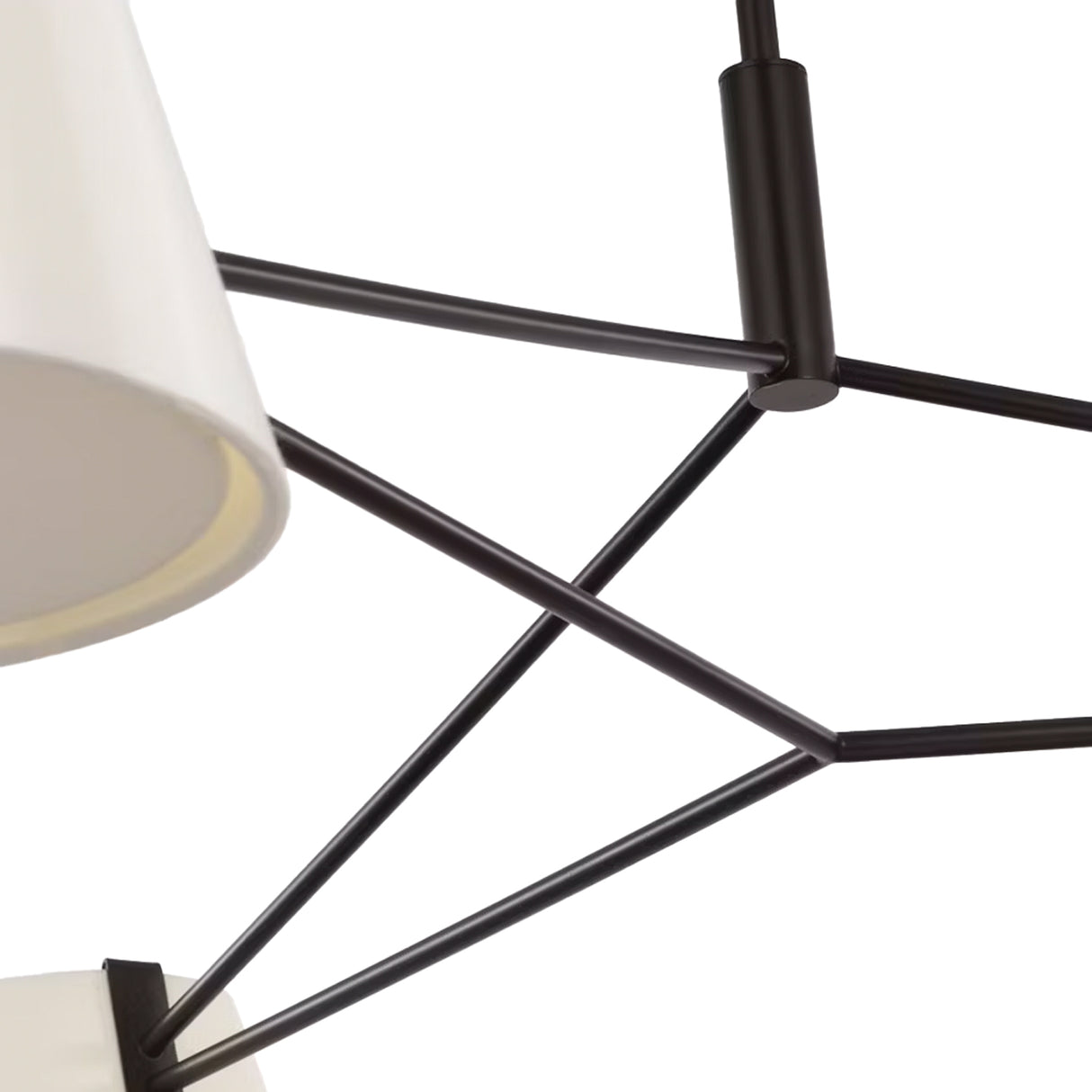 Barton 3 Light Chandelier 48", Aged Iron and White Linen