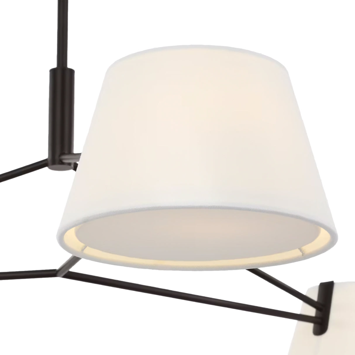 Barton 3 Light Chandelier 48", Aged Iron and White Linen