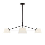 Barton 3 Light Chandelier 48", Aged Iron and White Linen