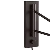 Barton Medium Swing Arm Wall Sconce, Aged Iron and White Linen