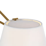 Barton Medium Swing Arm Wall Sconce, Aged Brass and White Linen