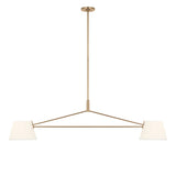Barton 2 Shade Linear Pendant 56", Aged Brass and White Linen
