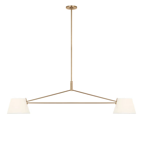 Barton 2 Shade Linear Pendant 56", Aged Brass and White Linen