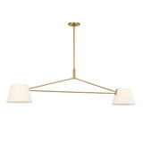 Barton 2 Shade Linear Pendant 56", Aged Brass and White Linen