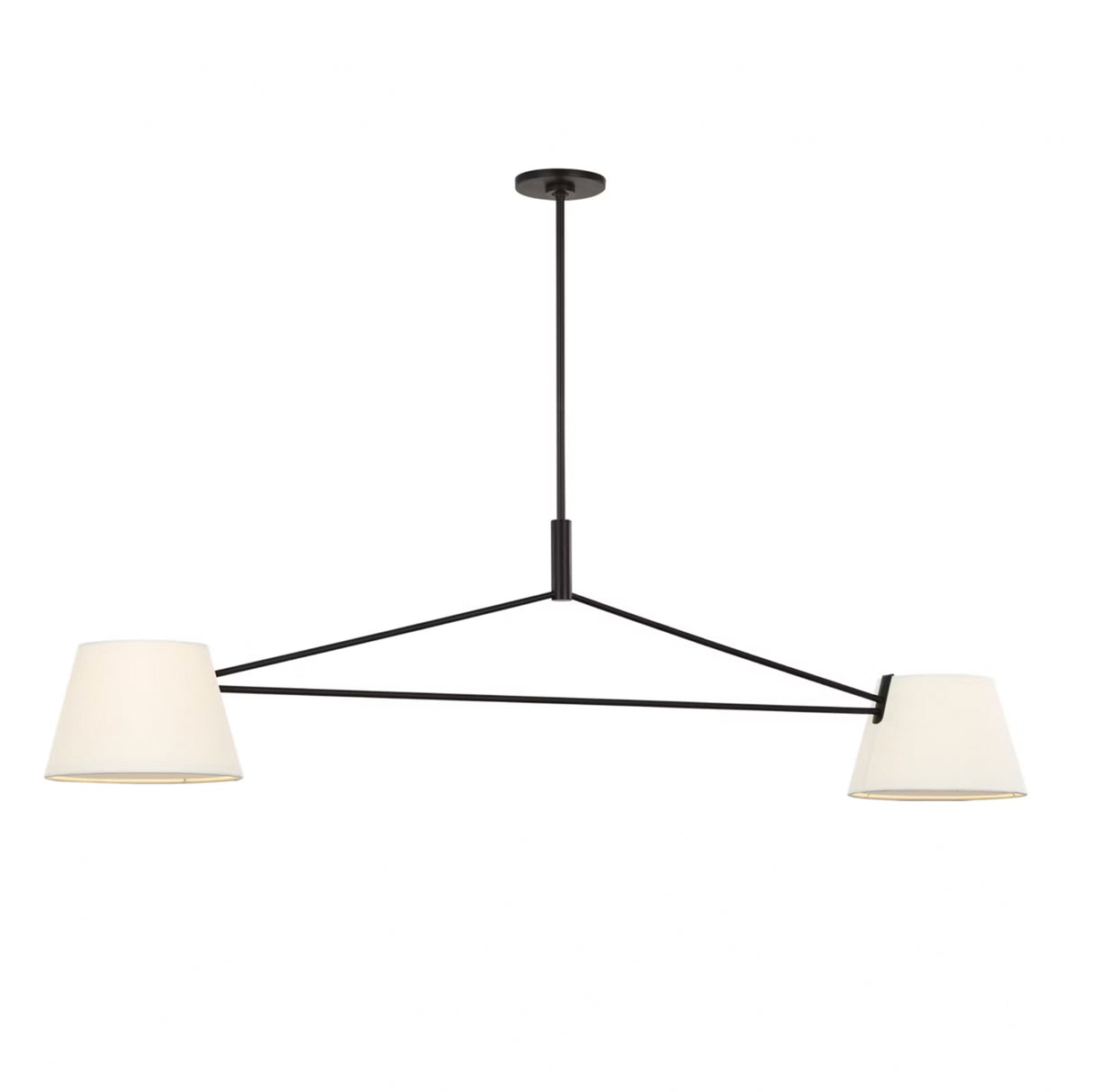 Barton 2 Shade Linear Pendant 56", Aged Iron and White Linen