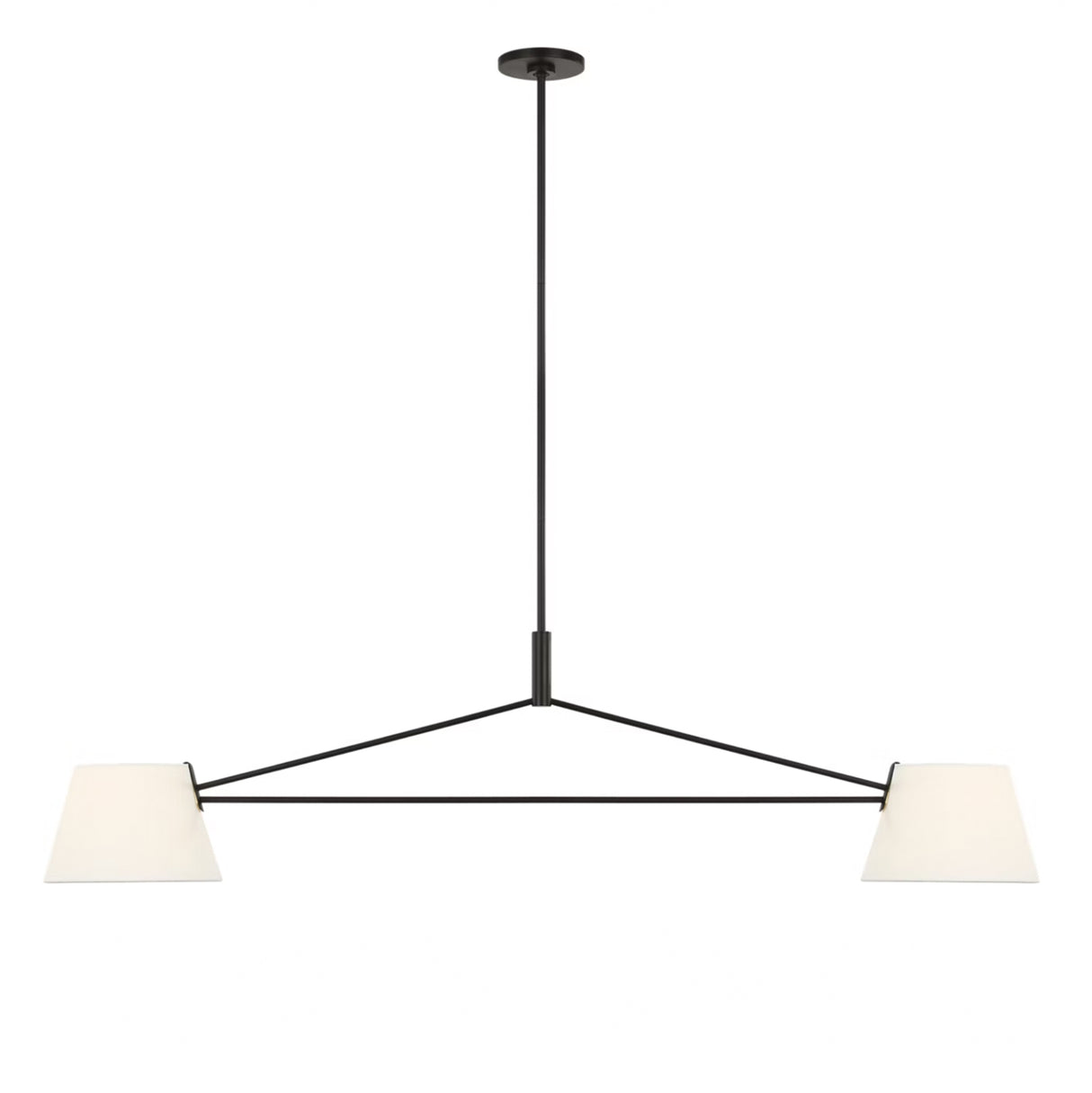 Barton 2 Shade Linear Pendant 56", Aged Iron and White Linen