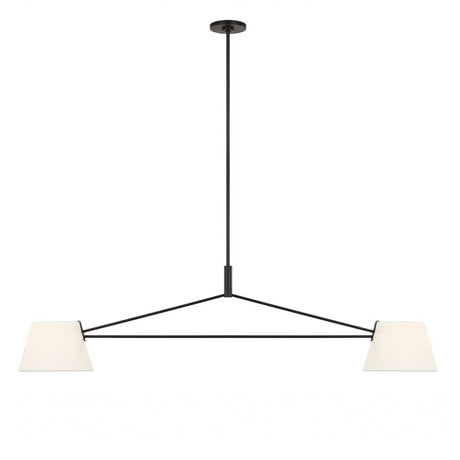 Barton 2 Shade Linear Pendant 56", Aged Iron and White Linen