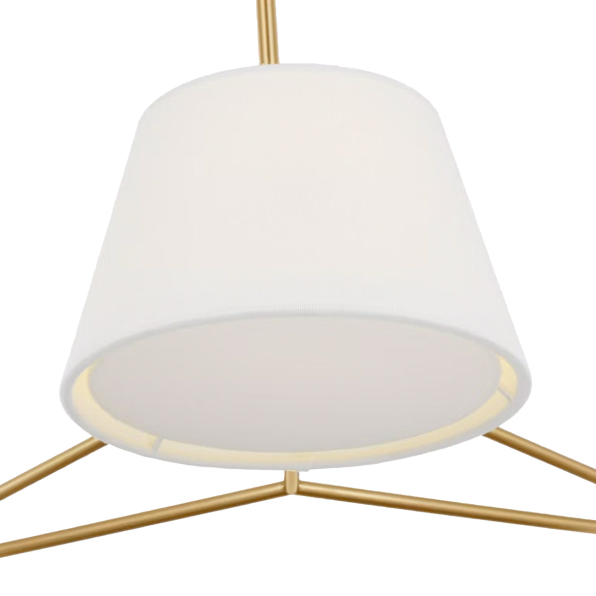Barton 3 Light Chandelier 36", Aged Brass and White Linen