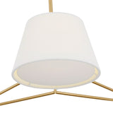 Barton 3 Light Chandelier 36", Aged Brass and White Linen