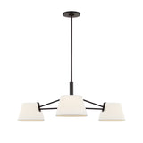 Barton 3 Light Chandelier 36", Aged Iron and White Linen