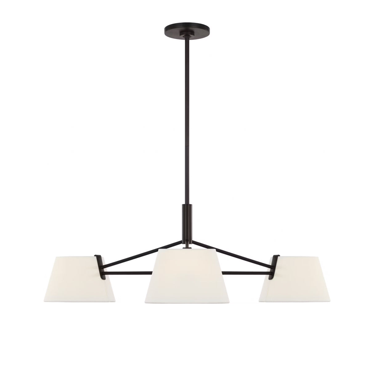 Barton 3 Light Chandelier 36", Aged Iron and White Linen