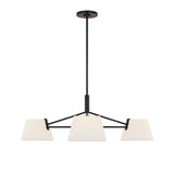 Barton 3 Light Chandelier 36", Aged Iron and White Linen