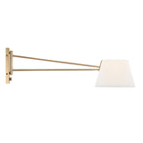 Barton Large Swing Arm Wall Sconce, Aged Brass and White Linen