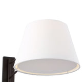 Barton Large Swing Arm Wall Sconce, Aged Iron and White Linen