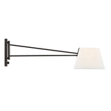 Barton Large Swing Arm Wall Sconce, Aged Iron and White Linen