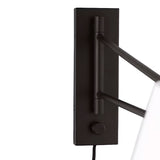 Barton Large Swing Arm Wall Sconce, Aged Iron and White Linen