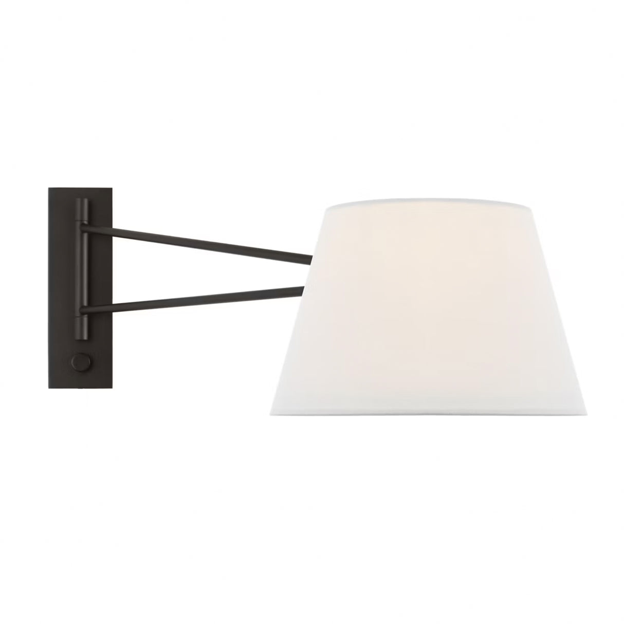 Barton Large Swing Arm Wall Sconce, Aged Iron and White Linen