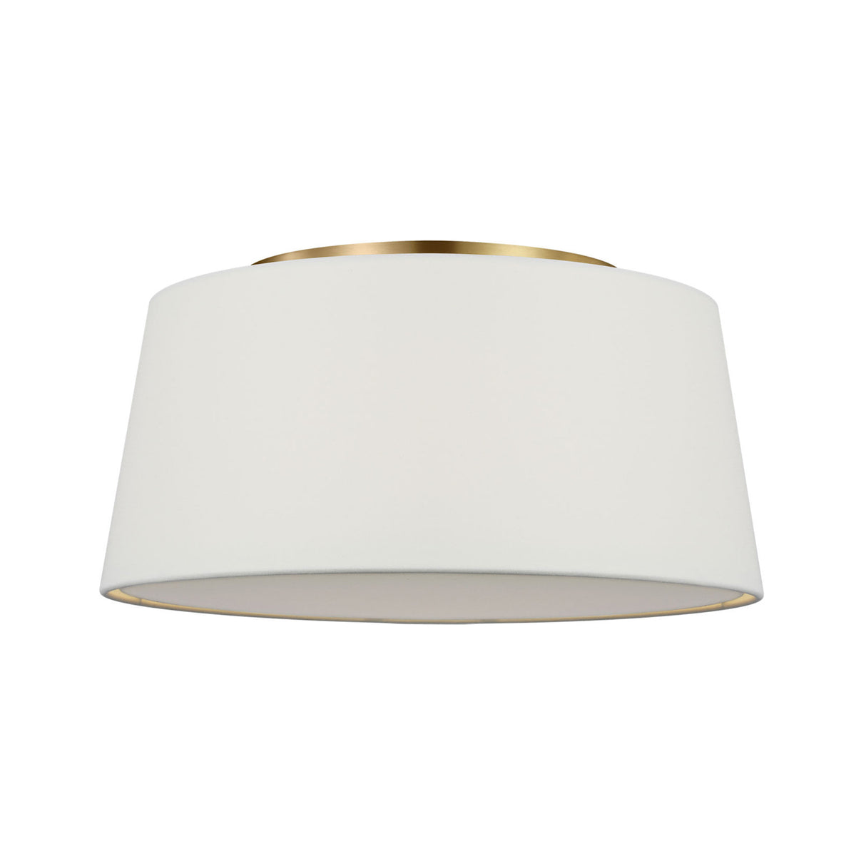 Barton Medium Flush Mount 18", Aged Brass and White Linen