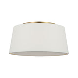 Barton Medium Flush Mount 18", Aged Brass and White Linen